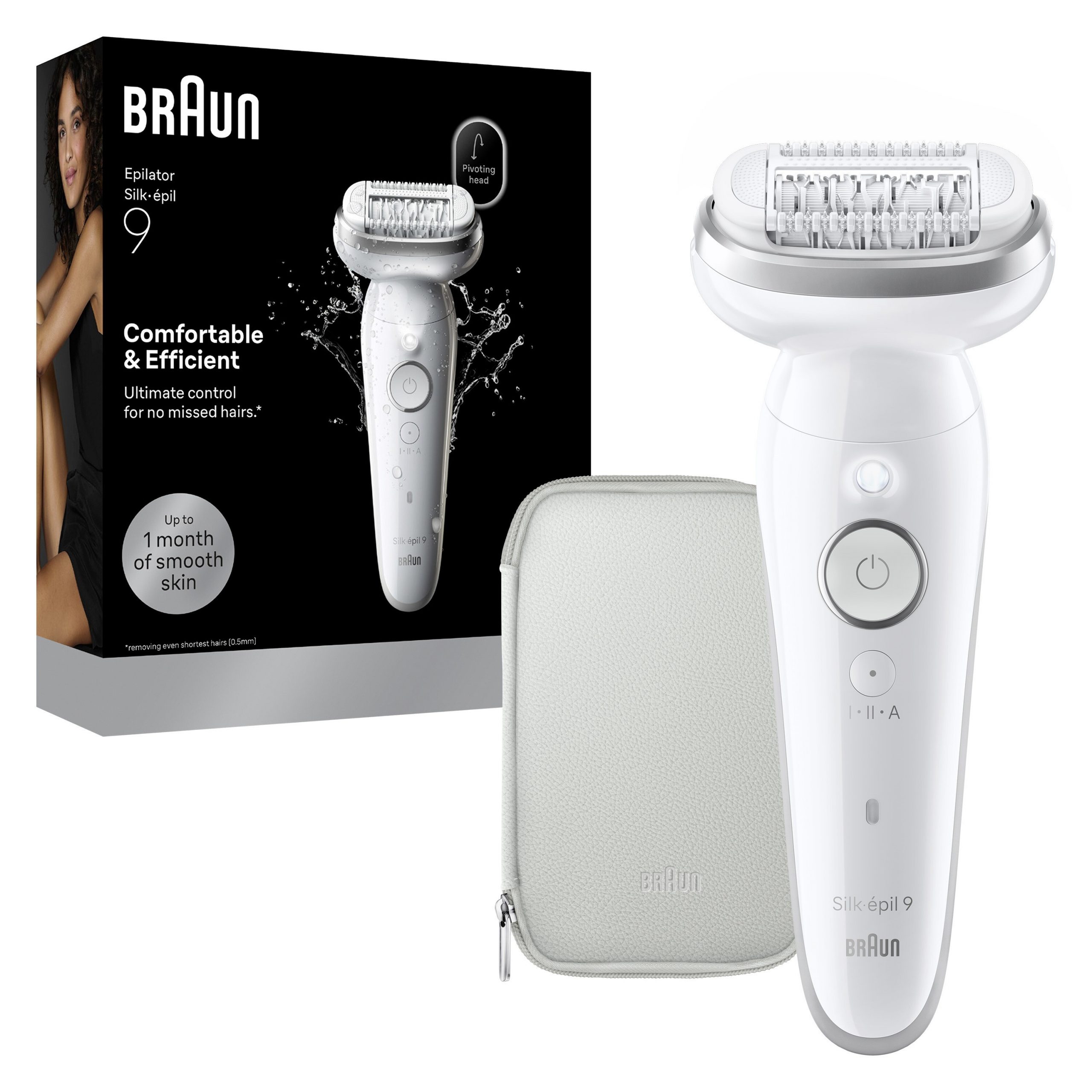 BRAUN SES9000 Epilatore WetDry 40pinze Grigio con Custodia