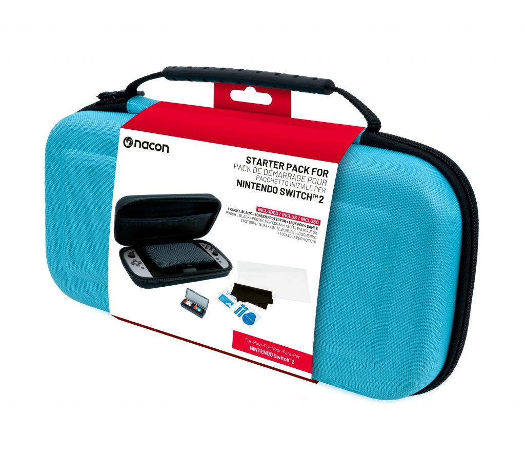 Nacon SWITCHNEWPACK5BLUE Kit Custodia Pellicola Per Nintendo Switch 2 Blu