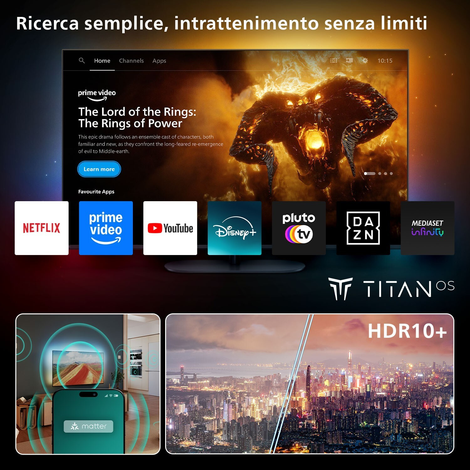 Philips 43PUS8450 Smart TV QLED 43 Pollici 4K DVBT2-S2 Ambilight - immagine 6