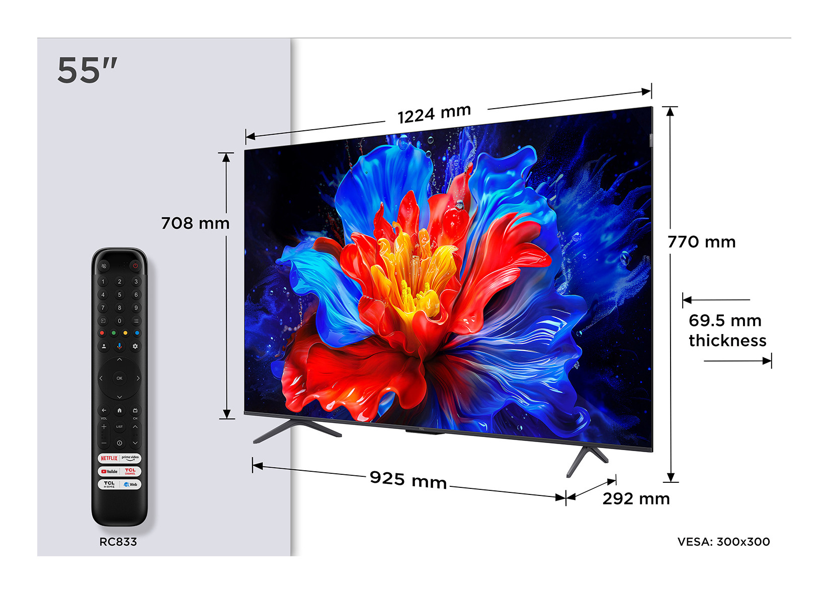 TCL 55P8K TV LED 50 UHD 4K 144HZ DVBT2-S2 SMART GOOGLE - immagine 2