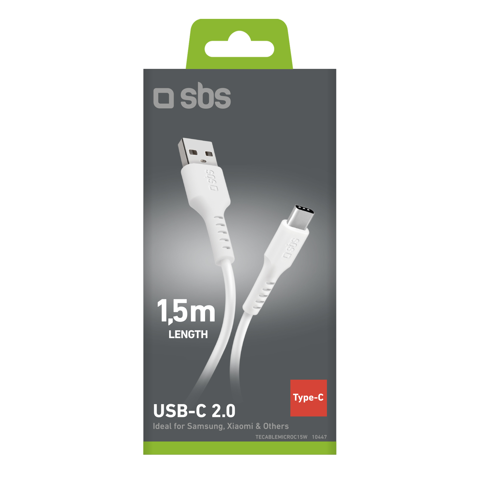 SBS TECABLEMICROC15W Cavo Dati USB 2.0 - Type-C Bianco - immagine 2