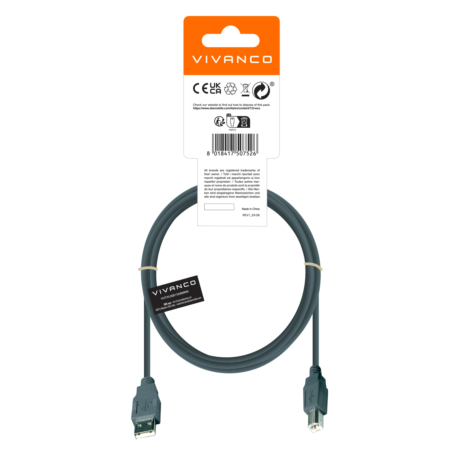 Vivanco VVITXUSB15ABMMK Cavo USB-A M-F 1.5MT Trasparente - immagine 3