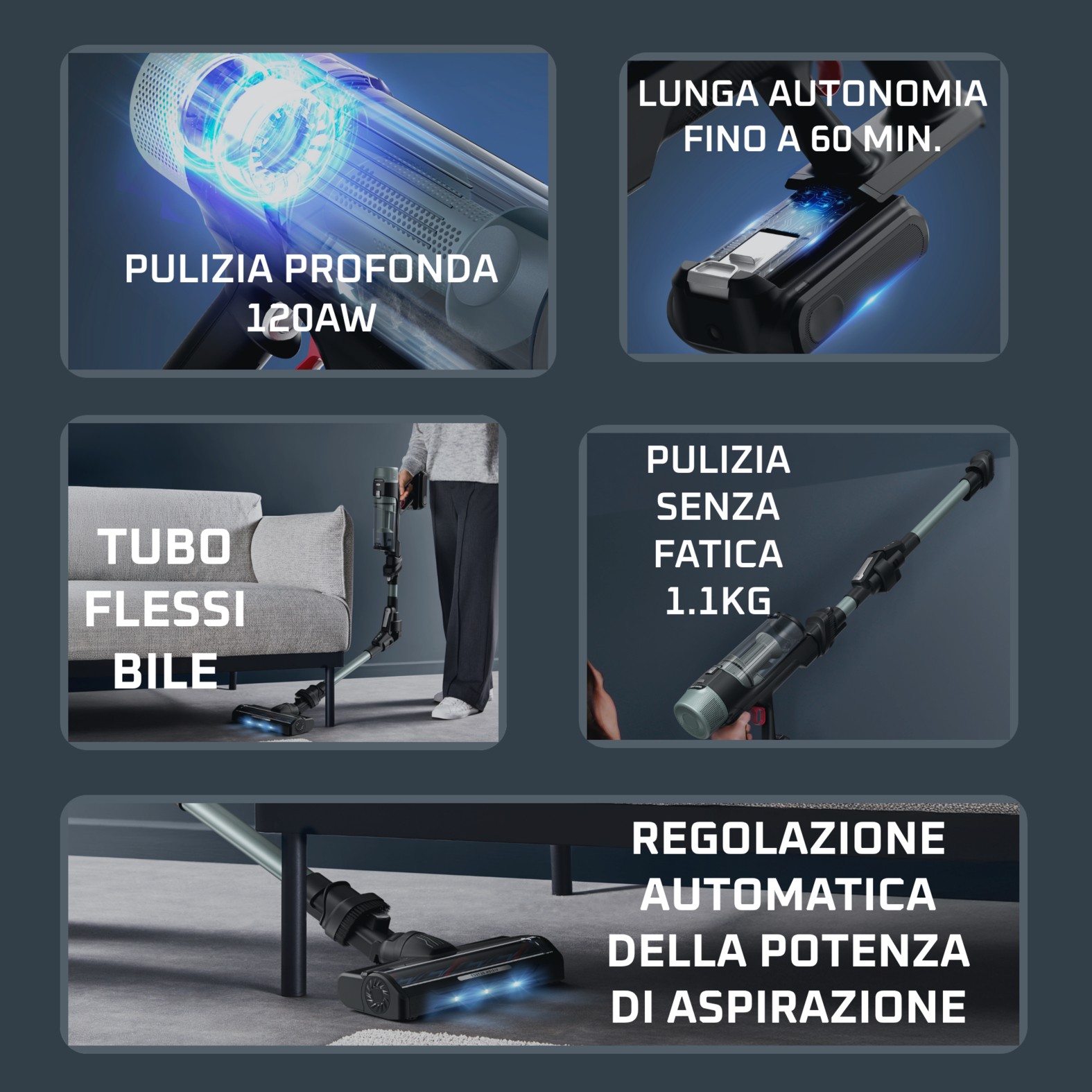 Rowenta X-Force Flex 10.80 Allergy RH7A32 Scopa Ricaricabile senza Sacco 120AW - immagine 3