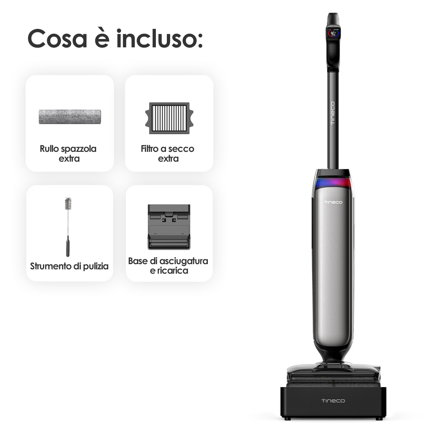 Tineco Floorone S9 Artist Steampro Aspirapolvere Lavapavimenti con 2 Serbatoi - immagine 2