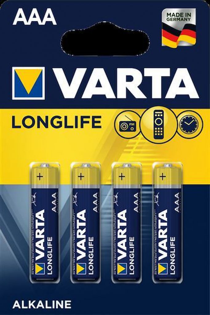 VARTA 4103101414 AAA Longlife, 4 batterie alcaline a lunga durata