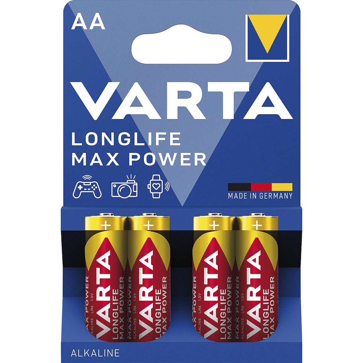 VARTA 4706101404 AA Longlife Max Power, 4 batterie alcaline non ricaricabili