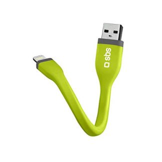SBS TECABLELIGSHFLATG Cavo USB-Lightning, 12cm, Verde