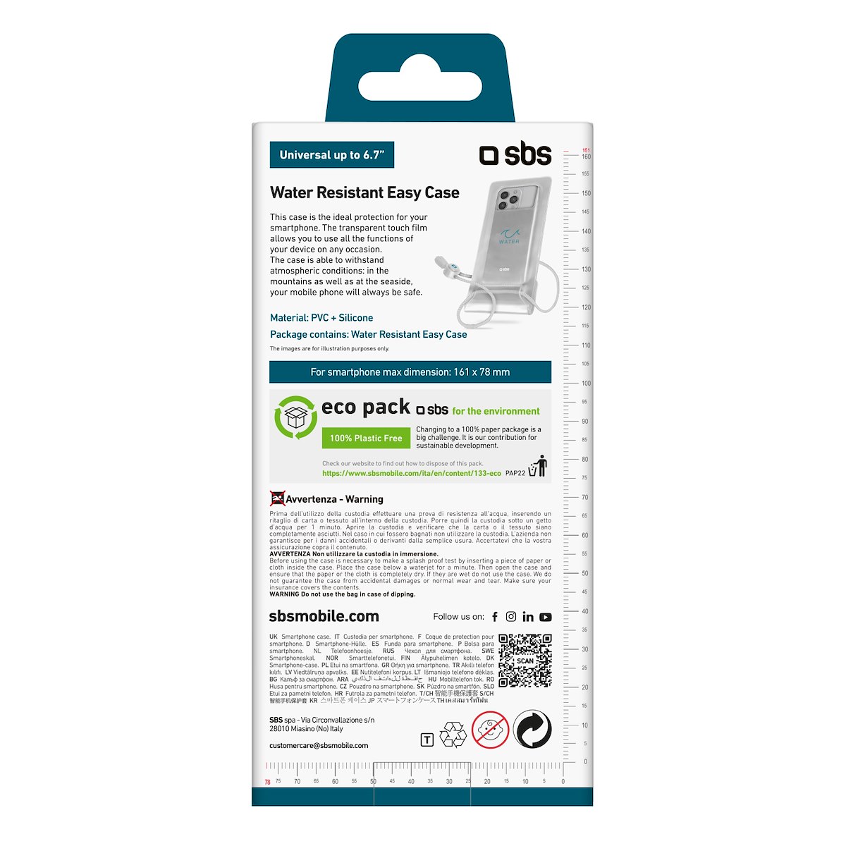 SBS TEWATEREASY55W Custodia Universale Impermeabile Fino 6.7 Pollici Bianco - immagine 4