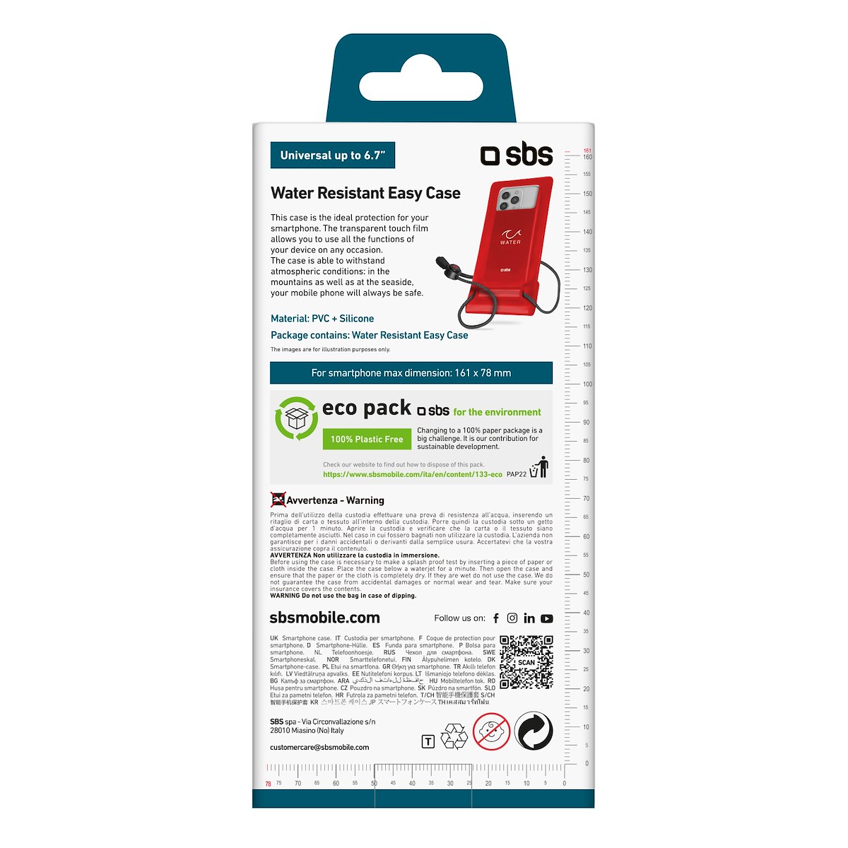 SBS TEWATEREASY55R Custodia Universale Impermeabile Fino 6 7 Pollici Rosso - immagine 4
