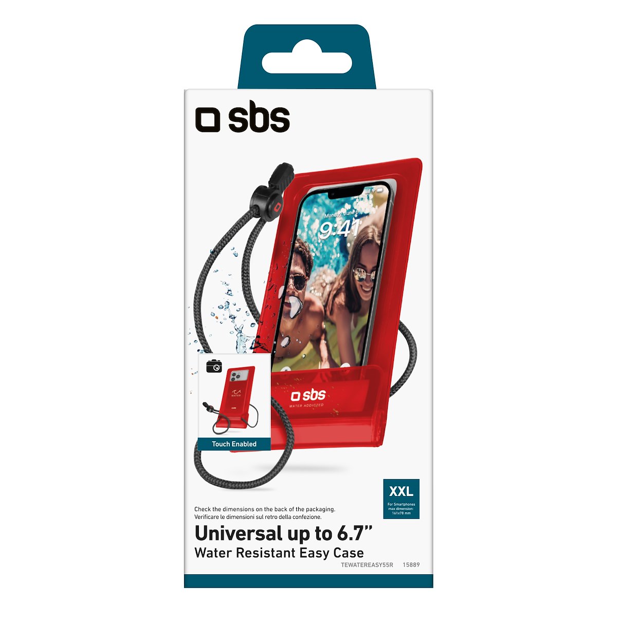 SBS TEWATEREASY55R Custodia Universale Impermeabile Fino 6 7 Pollici Rosso - immagine 5
