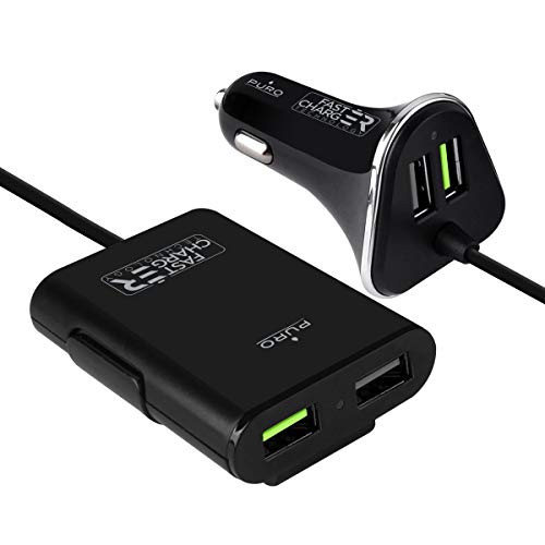 PURO FCCH2USB2HUB68BLK Caricabatterie Auto Fast 2USB + 2 Port Hub USB Nero