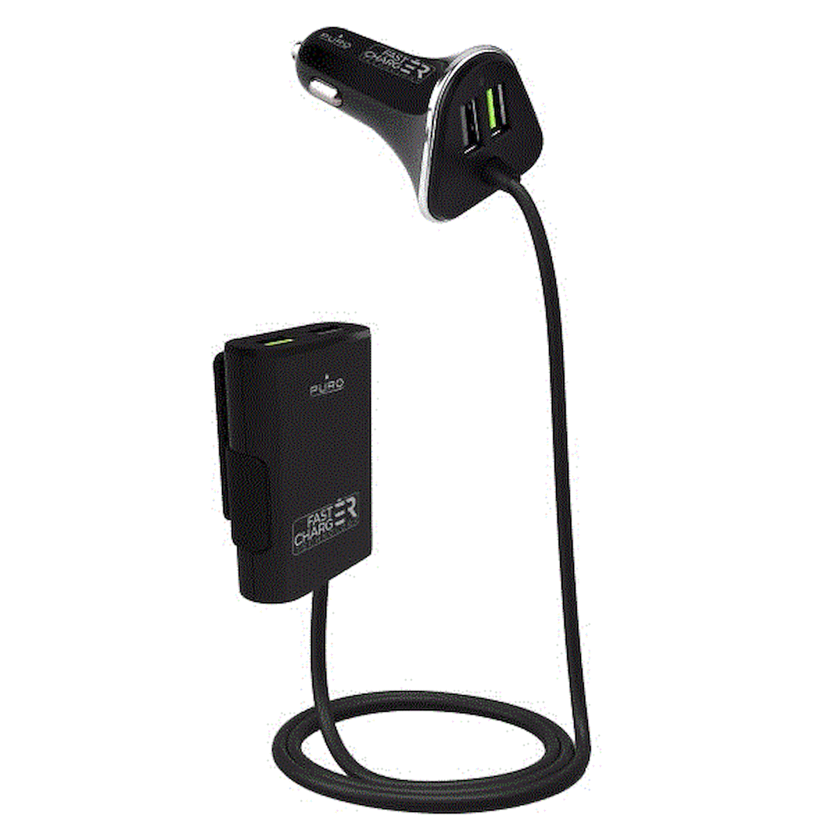 PURO FCCH2USB2HUB68BLK Caricabatterie Auto Fast 2USB + 2 Port Hub USB Nero - Image 5