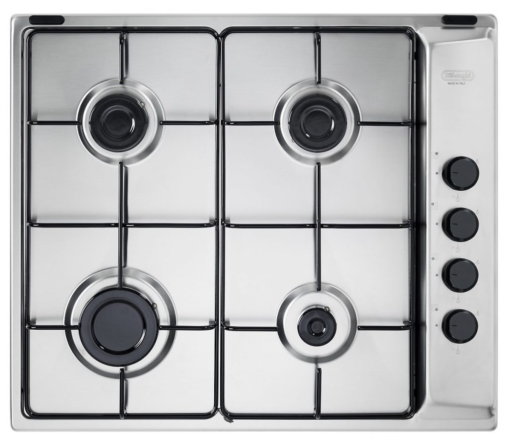 DE LONGHI FLI46ASV Piano Cottura Gas 60cm 4 Fuochi Griglie Smaltate Inox