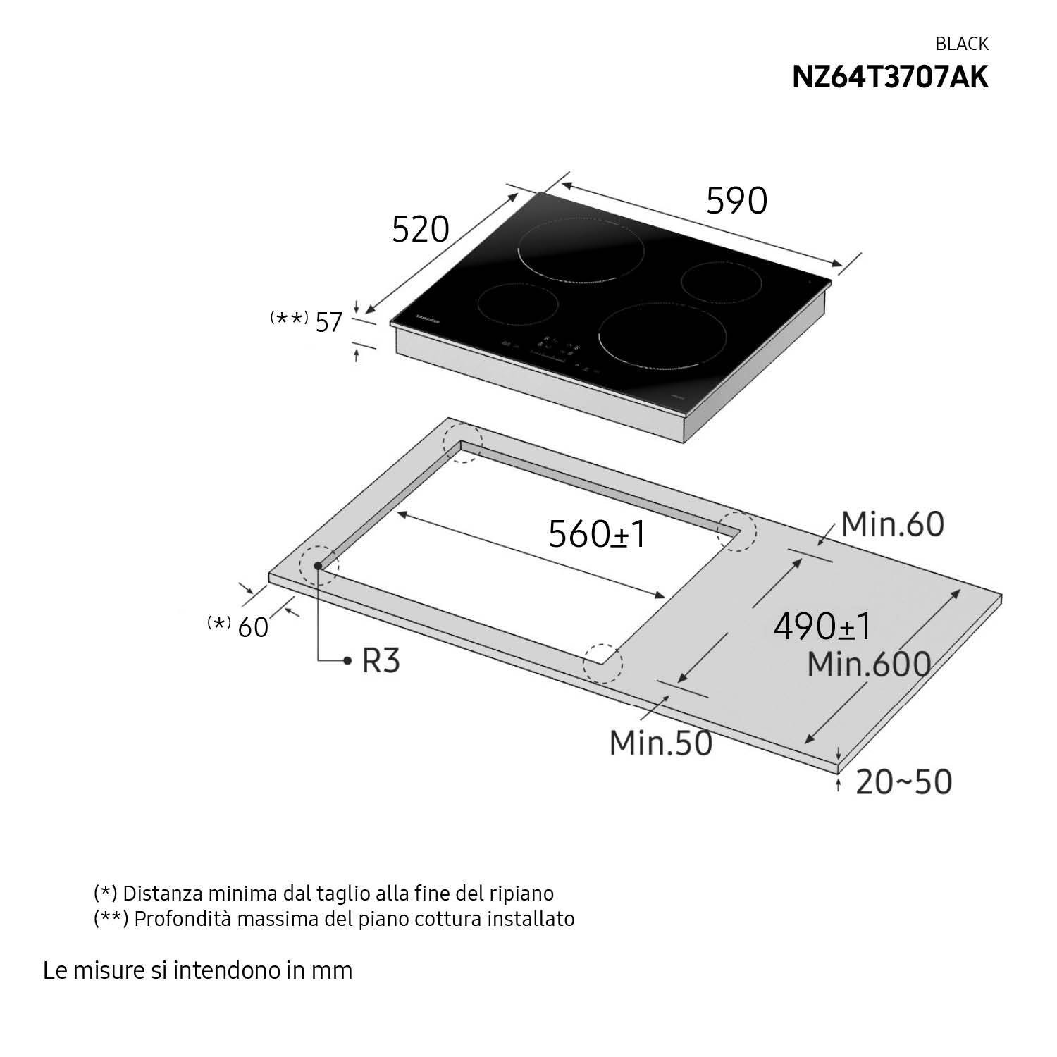 Samsung NZ64T3707AKET Piano Cottura Induzione 60 Cm 4 Zone Touch Vetroceramica - Image 3