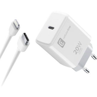 CELLULAR LINE ACHIPHKITC2LMFI20W Caricabatterie Rete Apple 20W PD + Cavi