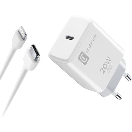 CELLULAR LINE ACHIPHKITC2LMFI20W Caricabatterie Rete Apple 20W PD + Cavi