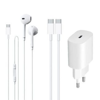 AREA KIT3IN1TYCW Bundle PD20W, Auricolari e Cavo USB-C Bianco