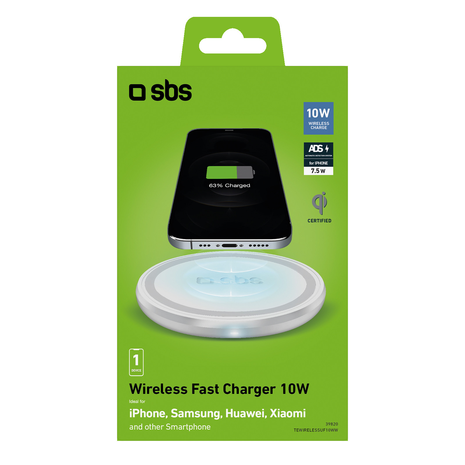SBS TEWIRELESSUF10WW Caricatore Qi Wireless con Base di Ricarica Rapida 10 Watt - Image 3