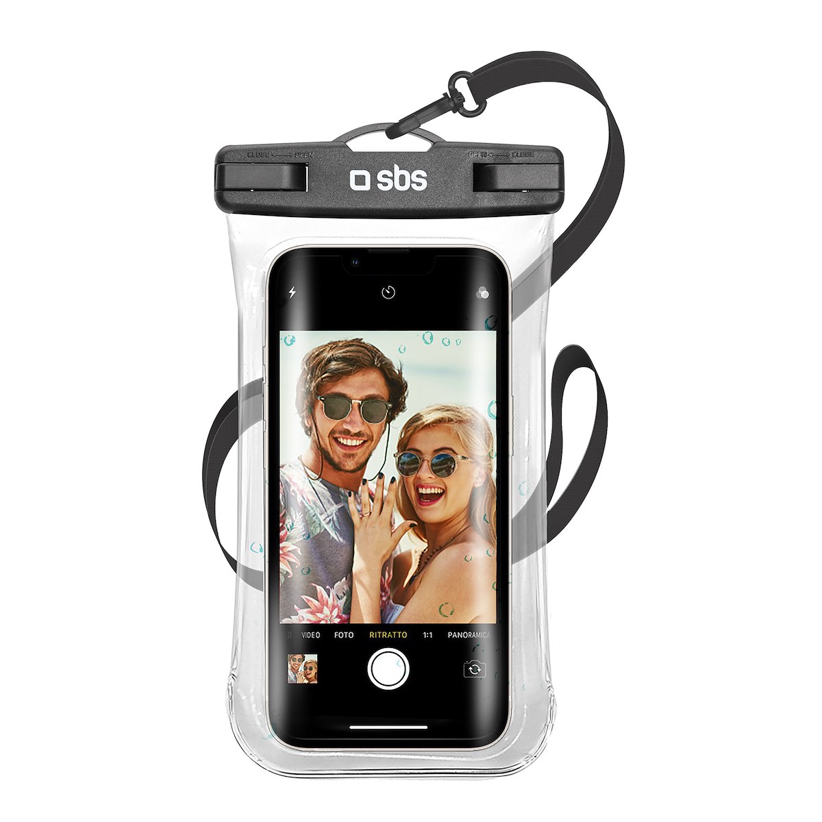 SBS TEWATERSELFIEK Custodia Impermeabile Smartphone Subacquea Nera Max 170x90mm