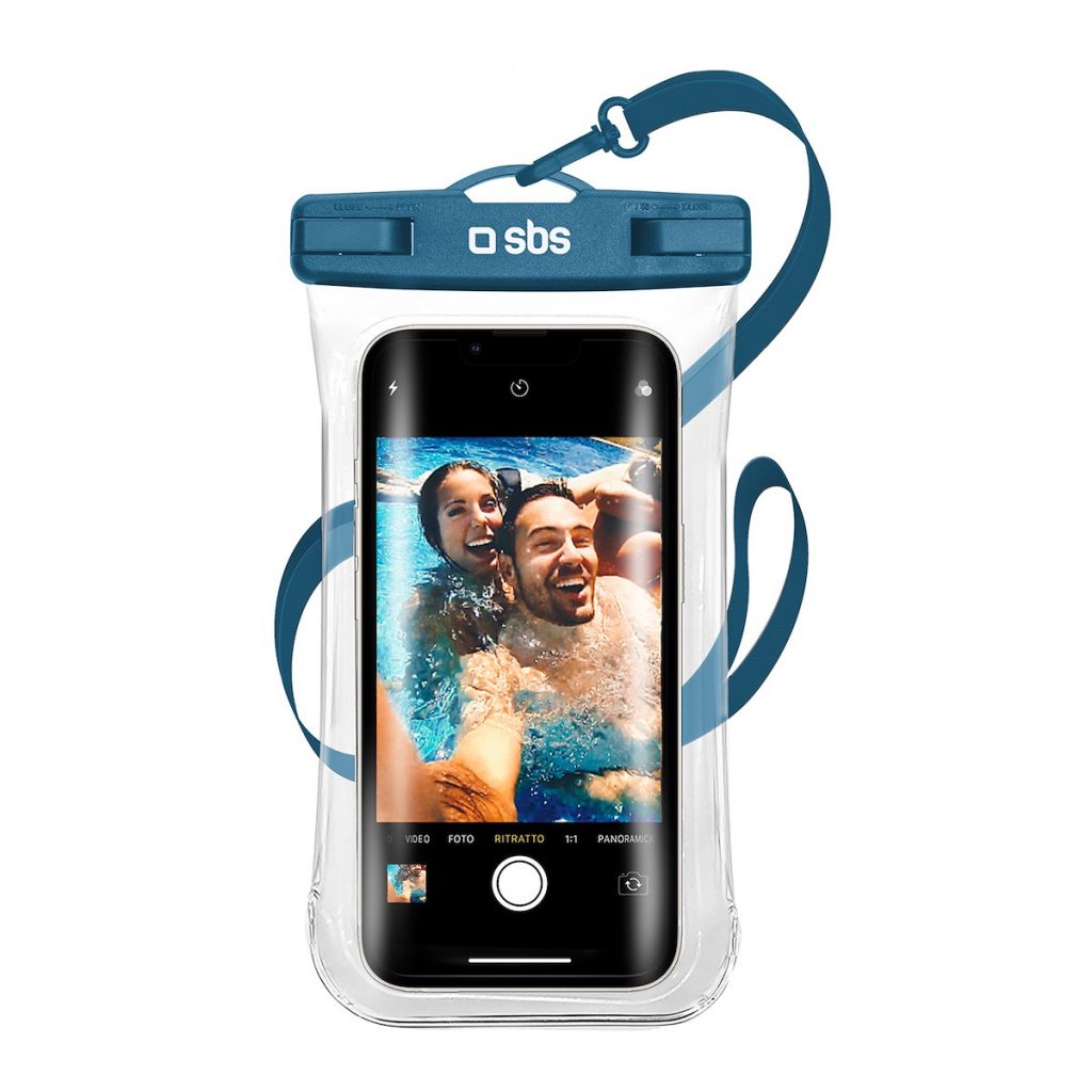 SBS TEWATERSELFIEB Custodia Impermeabile Smartphone Subacquea IPX8 Blu