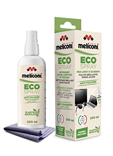 MELICONI 621021 Kit Pulizia Schermi Eco Spray Panno Microfibra