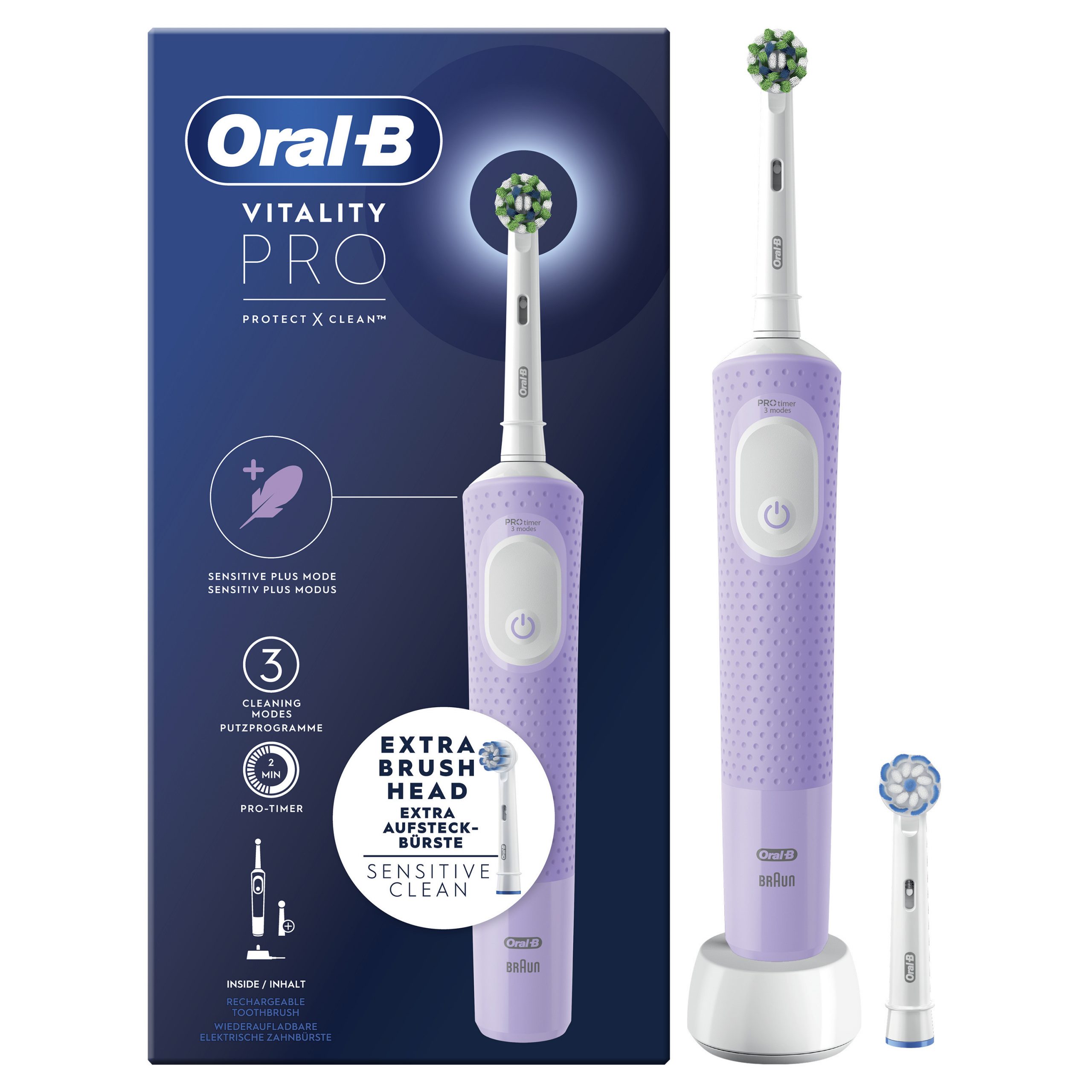 Oral-B Vitality Pro Lilla Spazzolino Elettrico con Tecnologia di Pulizia 2D