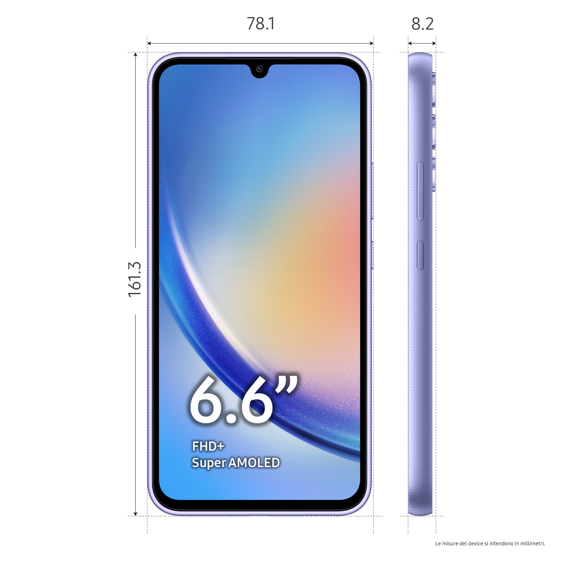 Samsung SMA346BLVEEUE Smartphone Galaxy A34 6.6 FHD Tripla Fotocamera Lavanda - Image 3