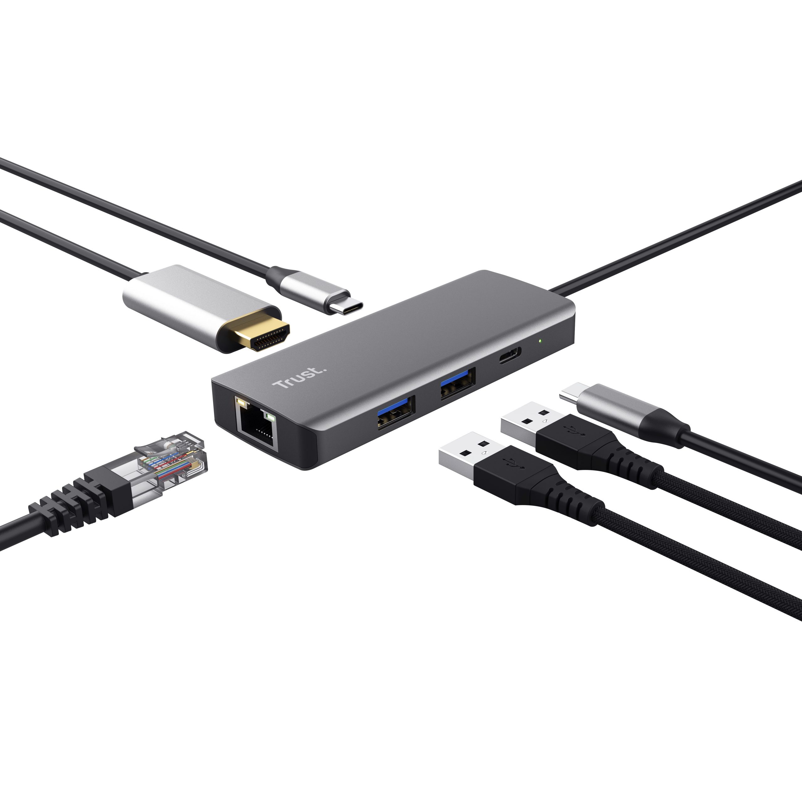 Trust Dalyx Adattatore in Alluminio Multiporta 6-in-1 HDMI-2USB-C-2USB - Image 7