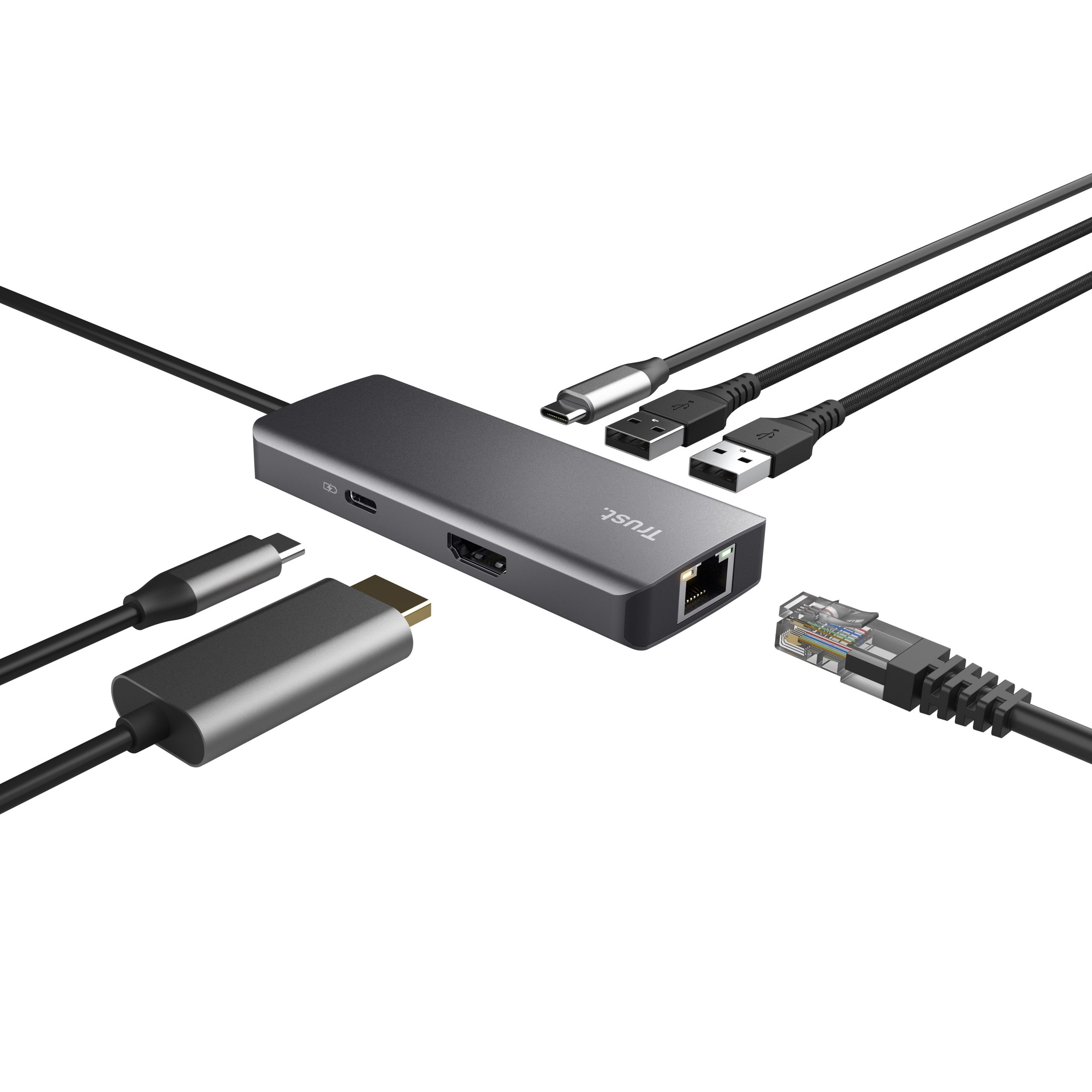 Trust Dalyx Adattatore in Alluminio Multiporta 6-in-1 HDMI-2USB-C-2USB - Image 8