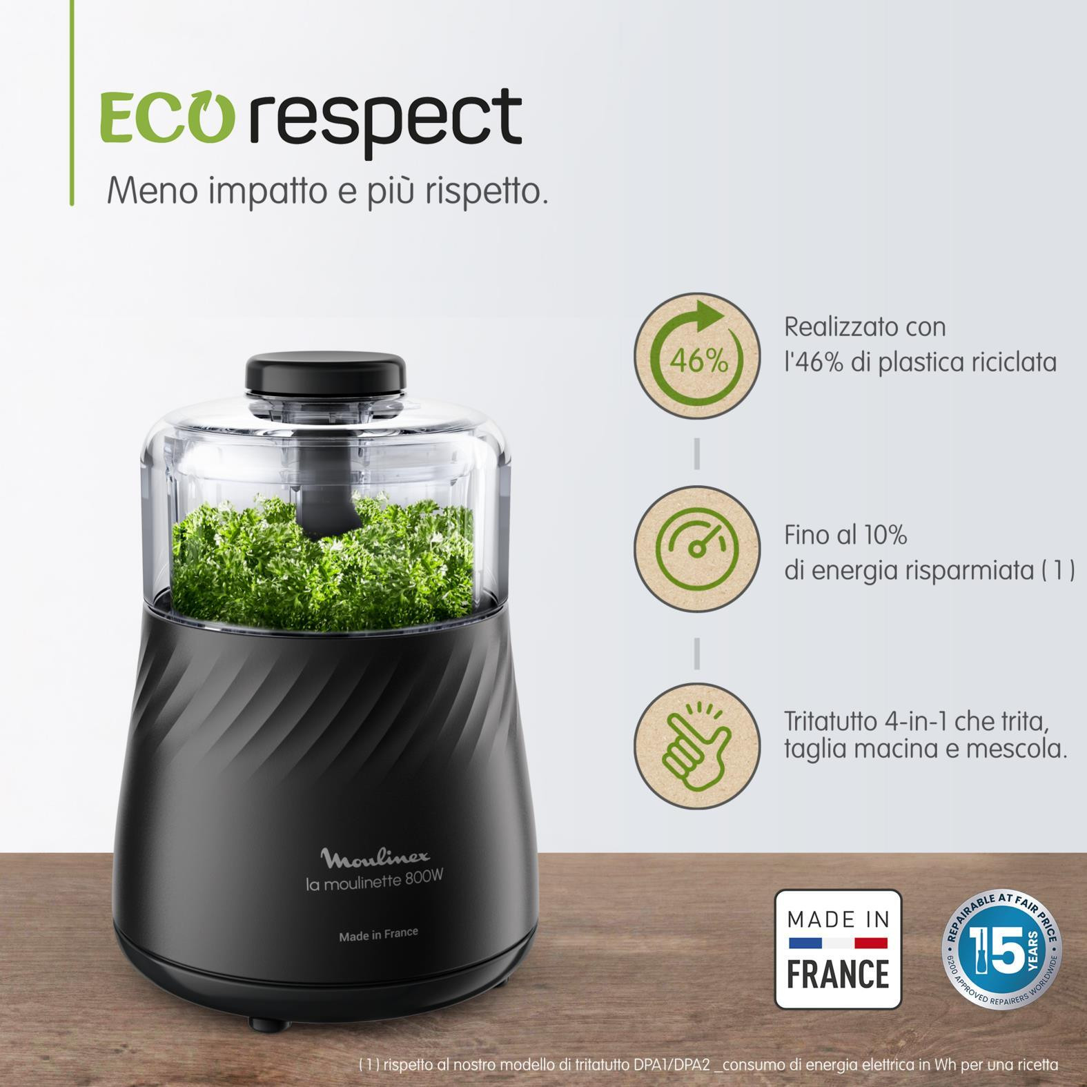 Moulinex DP7108 La Moulinette Eco Respect Tritatutto 800W - Image 2