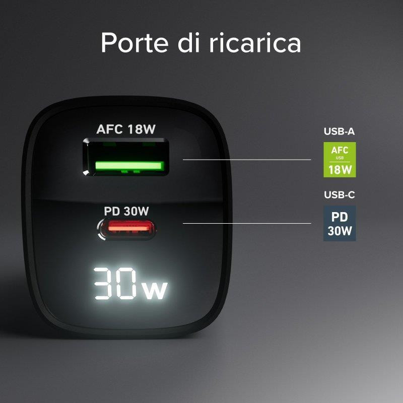 SBS TETRGANLCD1USB1C30K Black Caricabatterie da Muro con Schermo LCD USB-C e USB - Image 7