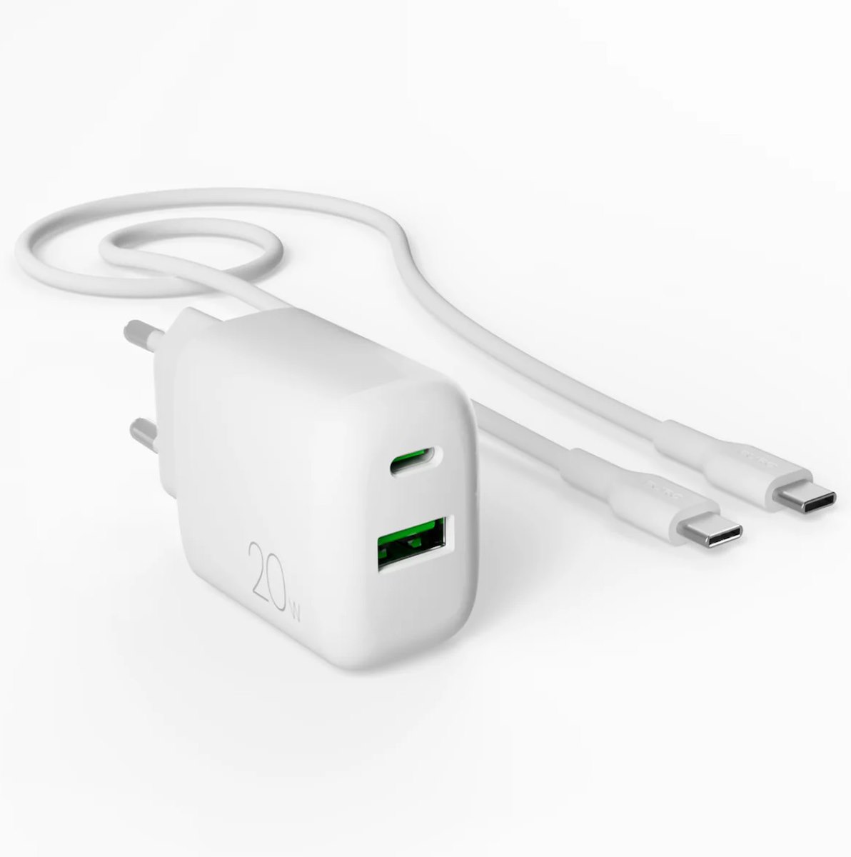 PURO PUTCUSBAC20WDYKCCWHI Caricabatterie Rete USB A USB C Cavo USB C Prolite Bianco - immagine 2
