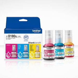 Brother BTD180CLVAL Confezione Multipack Flaconi 3 Colori Magenta-Ciano-Giallo