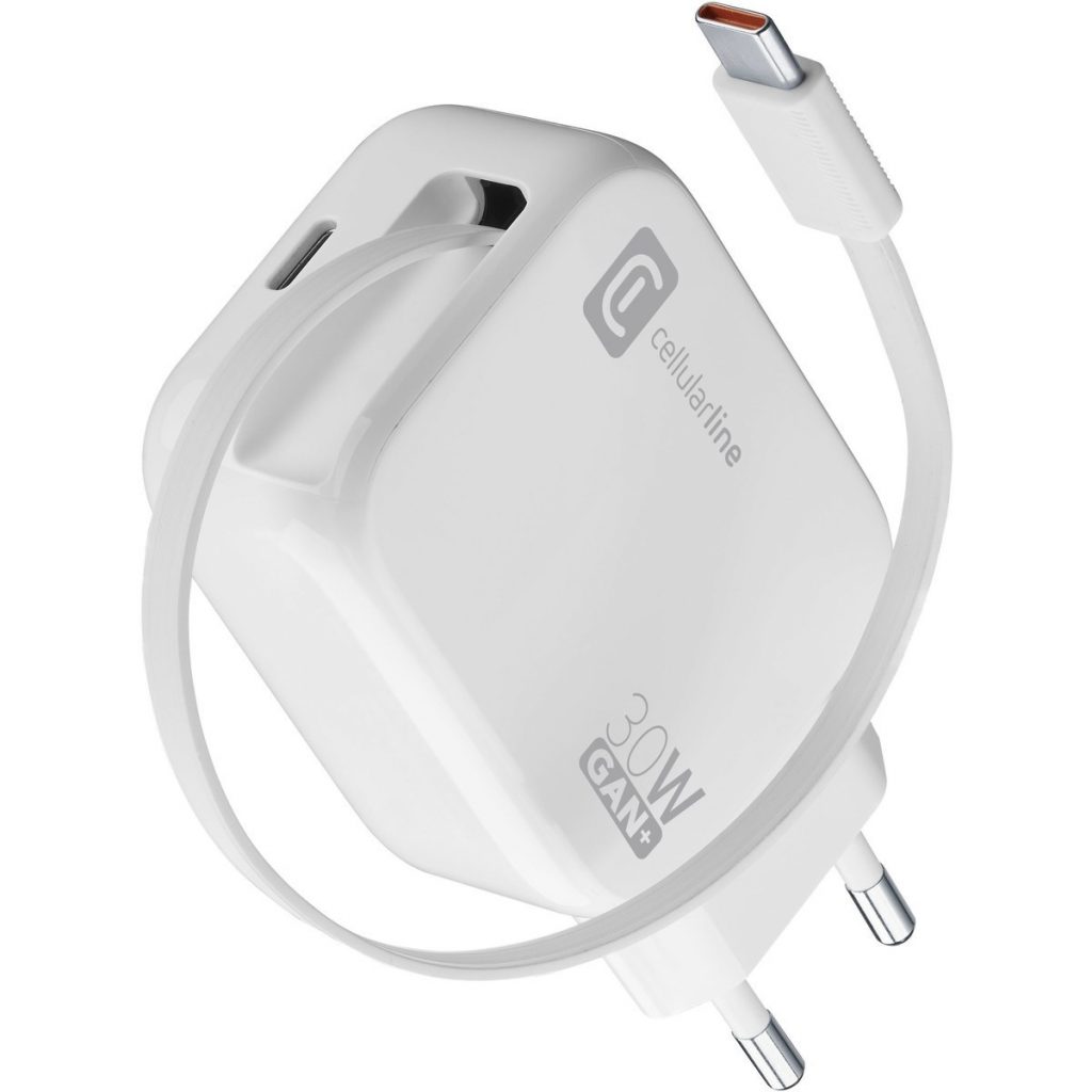 CELLULAR LINE ACHROLLUSBCGAN30WW Caricabatterie Rete USB-C 30W GAN Roller WH