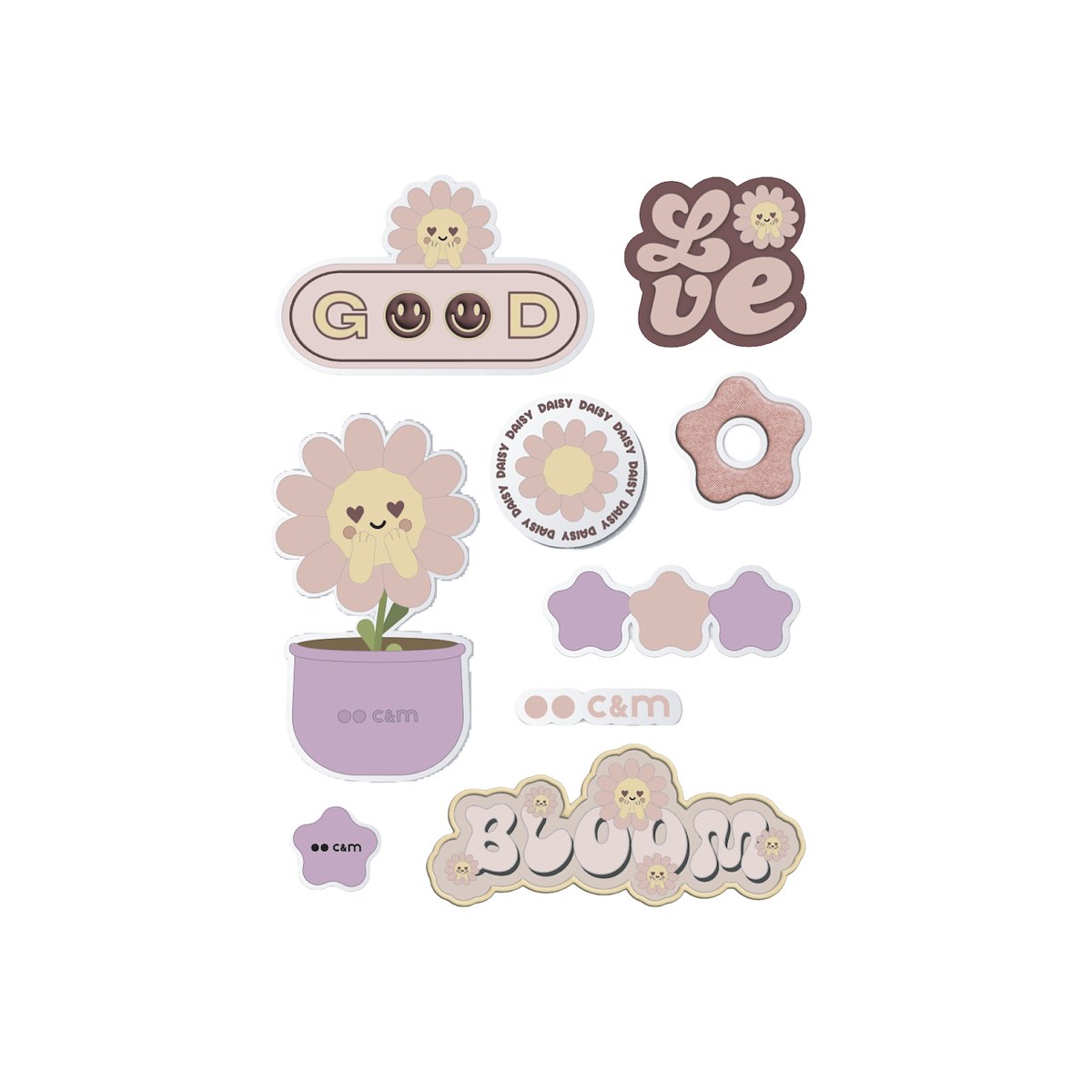 CASEME CMCHARMSTICKFLO Set Adesivi Decorativi Fiori Floreale