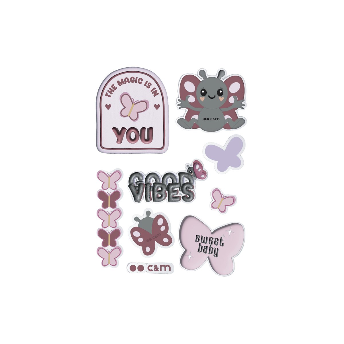 CASEME CMCHARMSTICKBUT Set Adesivi Decorativi Farfalla