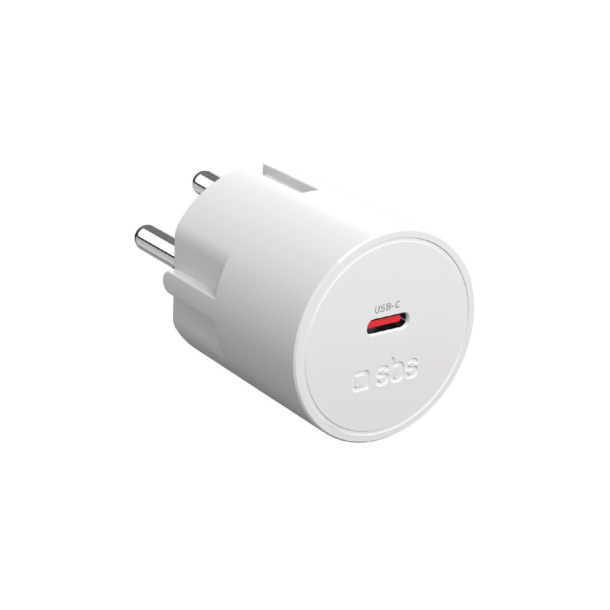 SBS TETRSCHU1CPD20 Caricabatterie Rete Viaggio Schuko USB C PD 20W Bianco