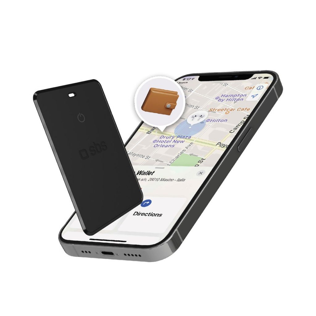 SBS TEFINDCARDAPGOK Localizzatore GPS Bluetooth Apple Google Impermeabile Nero