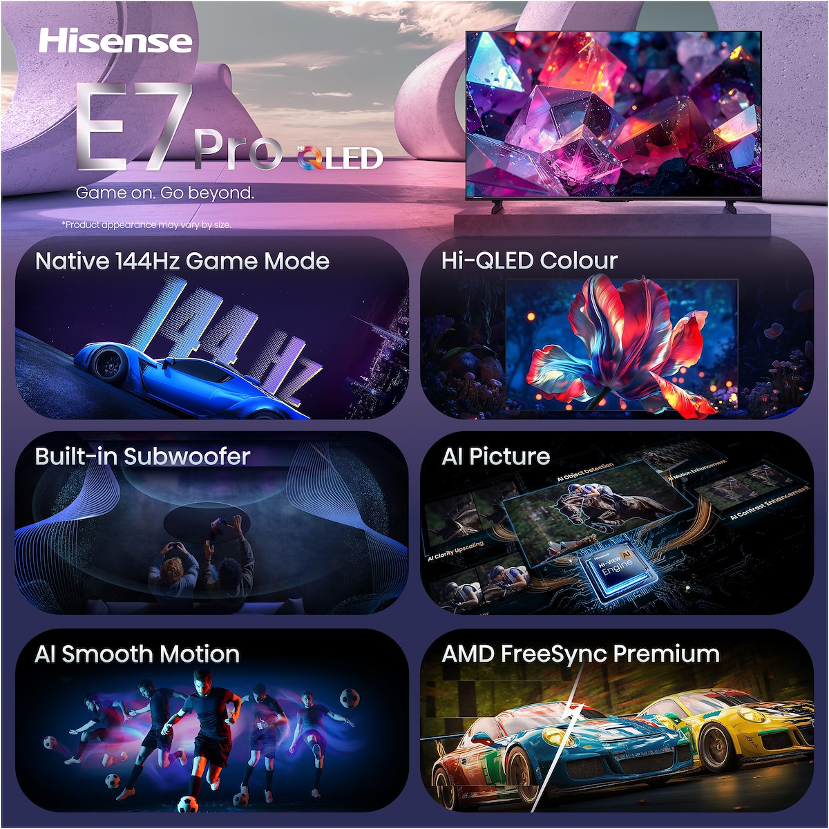 HISENSE 100E7SPRO Smart TV QLED 100 Pollici 4K UHD 144Hz DVB T2 S2 - immagine 3