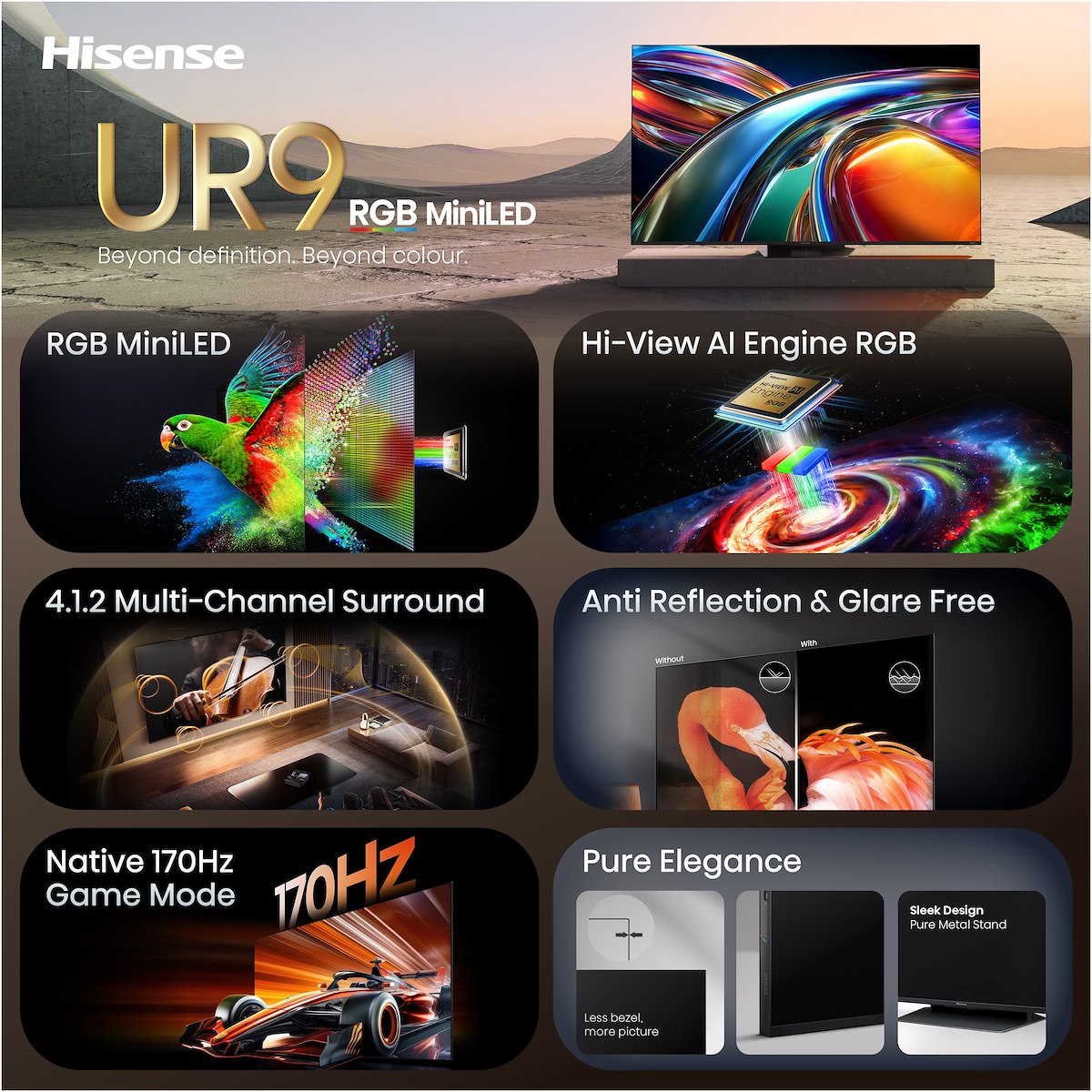 HISENSE 65UR9S Smart TV MiniLED 4K UHD 170Hz VIDAA - immagine 3