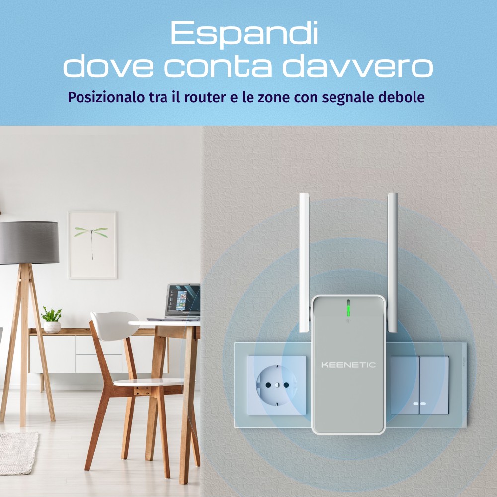 KEENETIC KN3211 Range Extender WiFi N300 Mesh Buddy 4 Estensore Rete - immagine 6