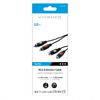 VIVANCO VVA2RCA25MF Cavo Audio Prolunga 2 RCA Maschio Femmina