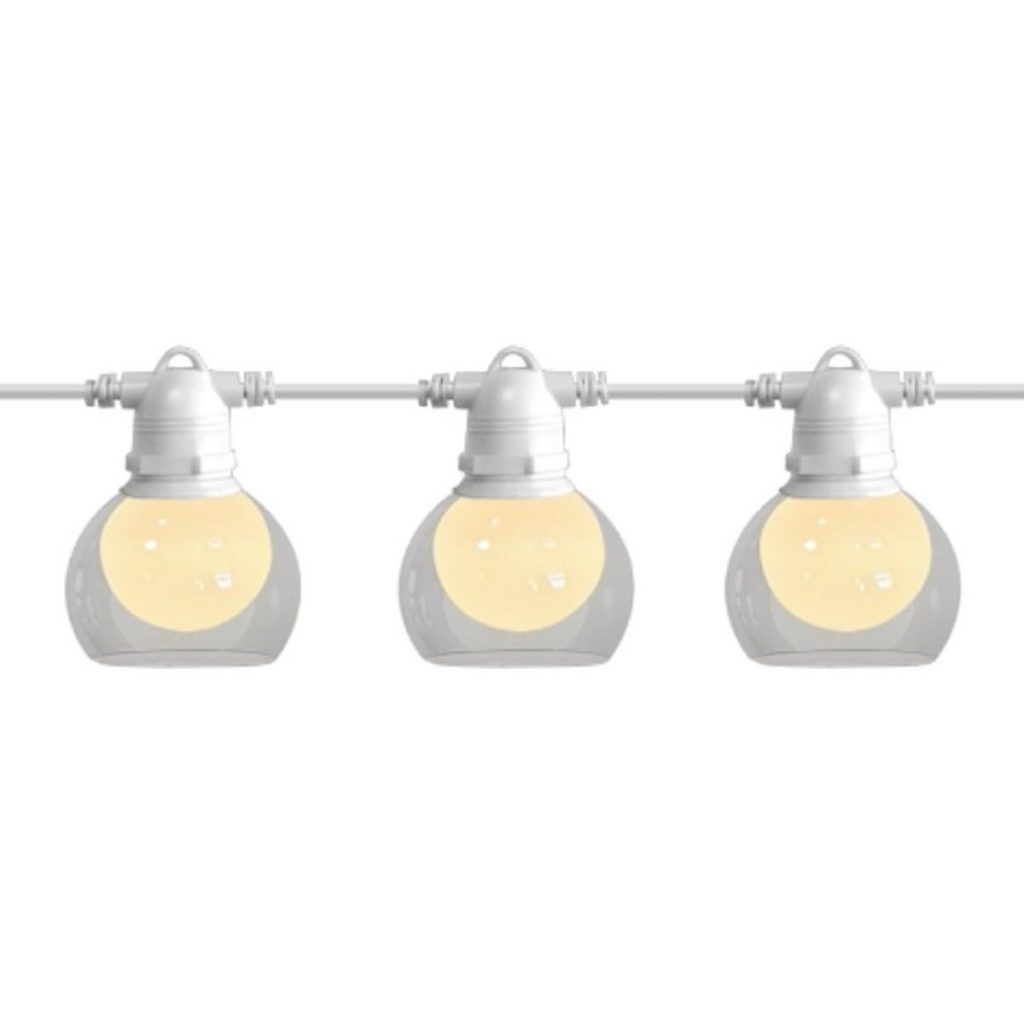 ON 22025025 Catena Luminosa Esterno 10 Portalampade Bianca 8 Metri