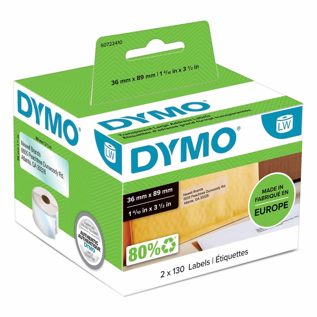 DYMO S0722410 Etichette Indirizzi Estesi LW Trasparenti 36x89mm