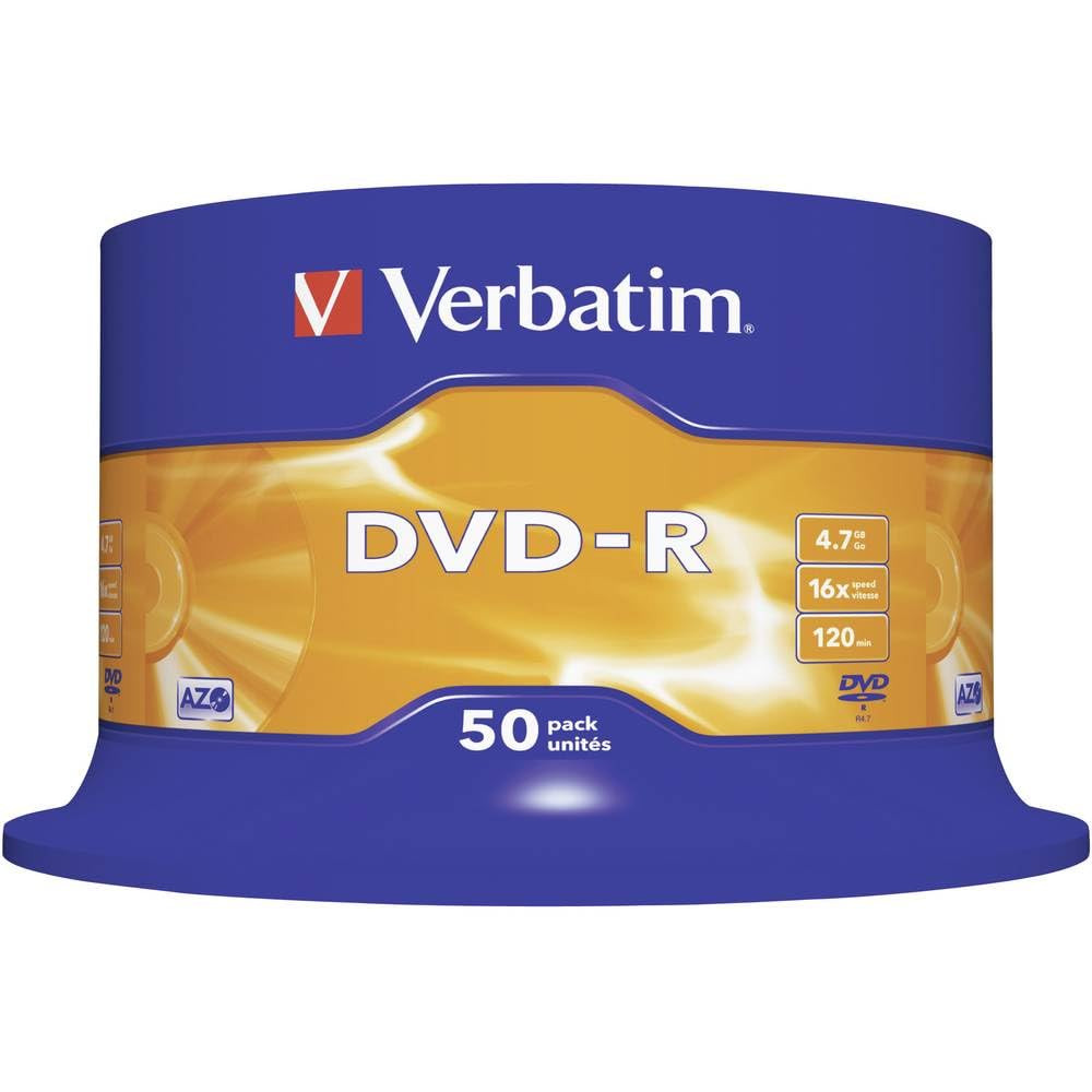 VERBATIM 43548 DVD R 4 7GB 16X AZO Spindle 50 Pezzi Serigrafabile