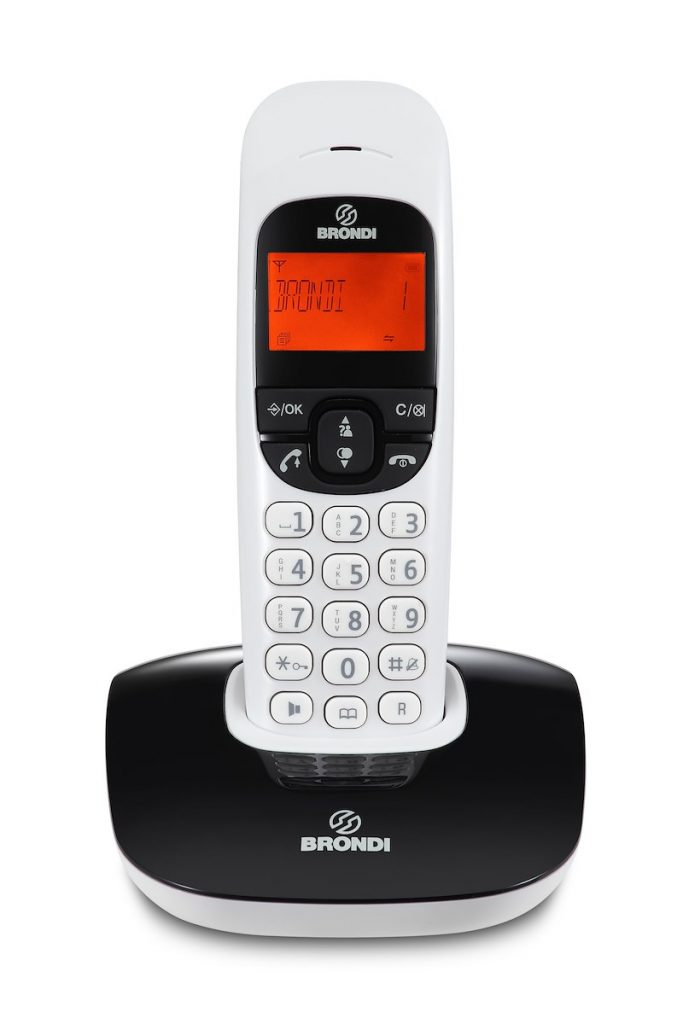 BRONDI NICEBIANCONERO Telefono Cordless DECT GAP Sveglia Voce Nero Bianco