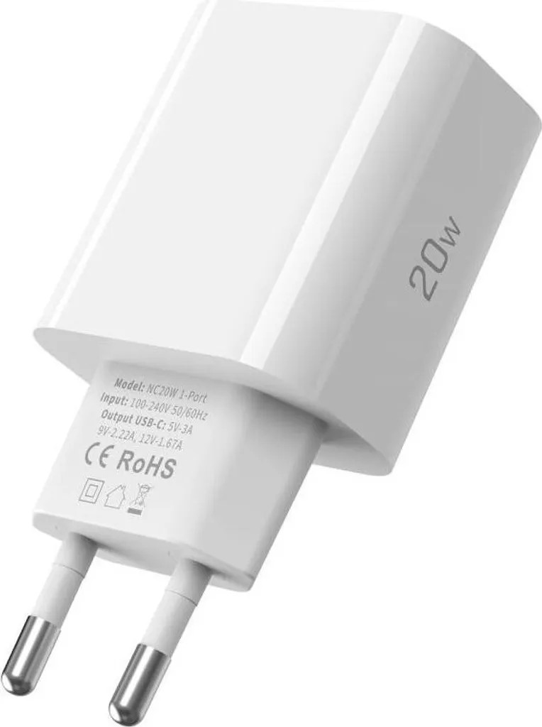 NUDO TC0020W2XNDBI Caricabatterie Rete Fast Charge 20W Bianco