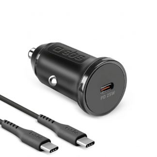SBS TECRKITTCPD25W Caricatore Auto USB C PD 25W Con Cavo Tipo 1 Metro Nero