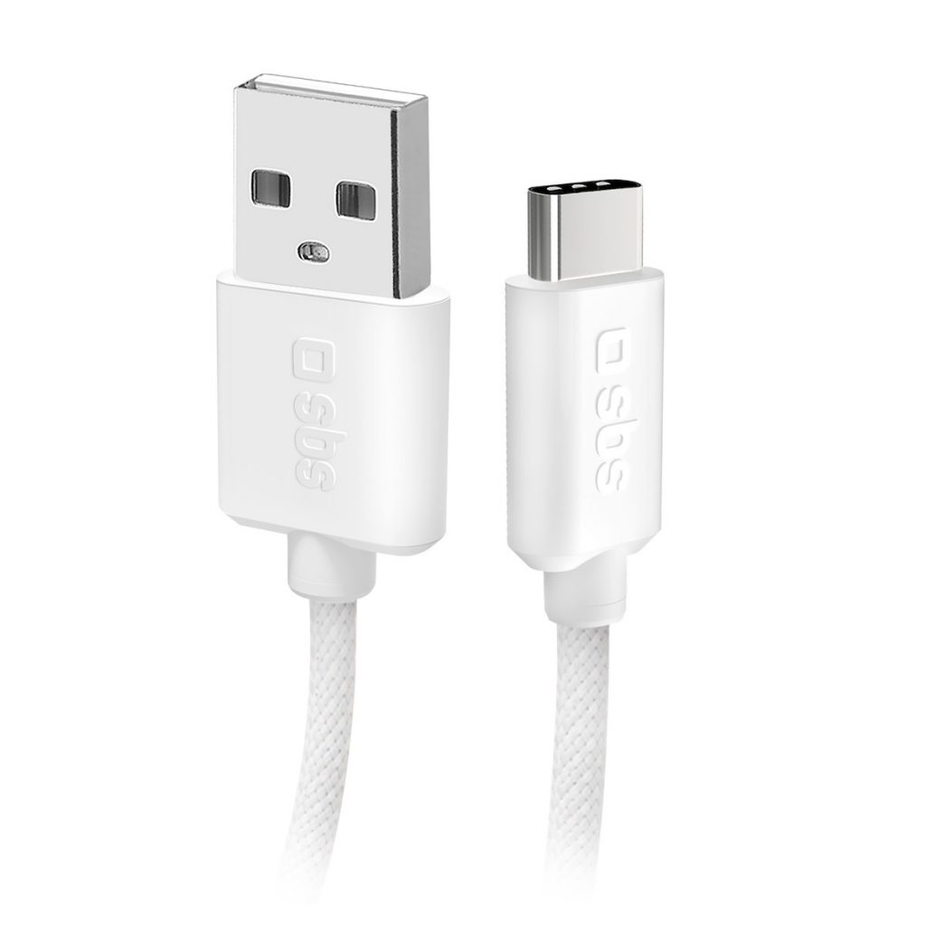 SBS TECABLETISSUEUSBCG Cavo Dati Tessuto USB A USB C Con Fermacavo 1.5 Metri Grigio