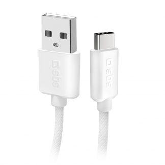 SBS TECABLETISSUEUSBCG Cavo Dati Tessuto USB A USB C Con Fermacavo 1.5 Metri Grigio